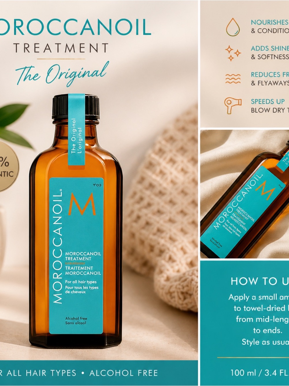 Moroccanoil Treatment Original 100 ml authentic salon hair oil